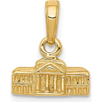 14K Yellow Gold 3D White House Pendant - 13.5mm Length by Oro Pregiato