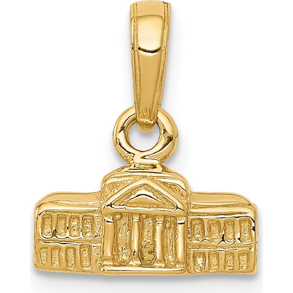 14K Yellow Gold 3D White House Pendant - 13.5mm Length by Oro Pregiato