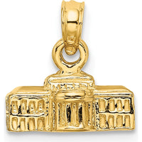 14K Yellow Gold 3D White House Pendant - 13.5mm Length by Oro Pregiato