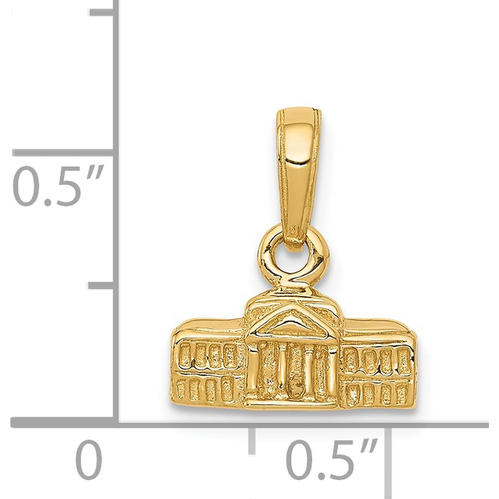 14K Yellow Gold 3D White House Pendant - 13.5mm Length by Oro Pregiato