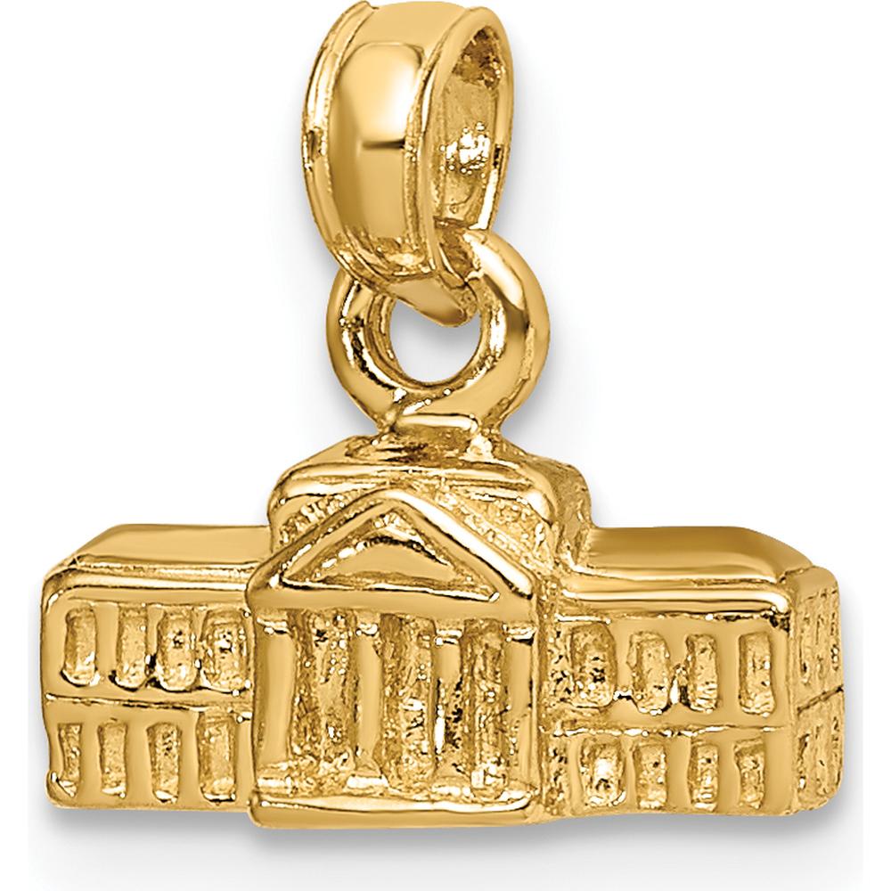 14K Yellow Gold 3D White House Pendant - 13.5mm Length by Oro Pregiato