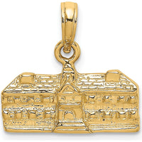 14K Yellow Gold 3D Williamsburg VA Charm - Detailed Architectural Design by Oro Pregiato