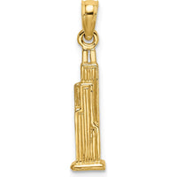 14K Yellow Gold 3D Willis Tower Chicago Pendant Charm - Polished Finish by Oro Pregiato