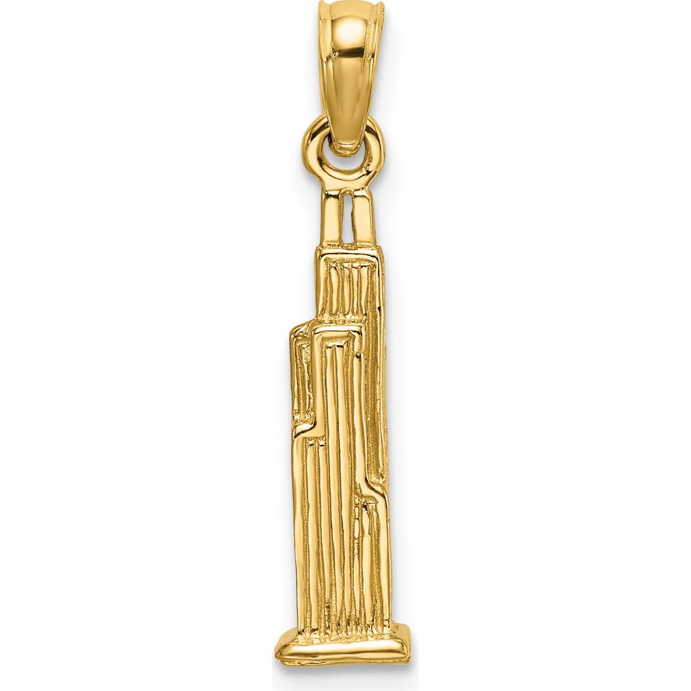 14K Yellow Gold 3D Willis Tower Chicago Pendant Charm - Polished Finish by Oro Pregiato