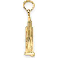14K Yellow Gold 3D Willis Tower Chicago Pendant Charm - Polished Finish by Oro Pregiato