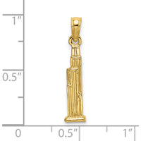 14K Yellow Gold 3D Willis Tower Chicago Pendant Charm - Polished Finish by Oro Pregiato