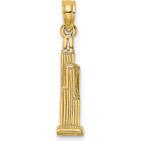 14K Yellow Gold 3D Willis Tower Chicago Pendant Charm - Polished Finish by Oro Pregiato
