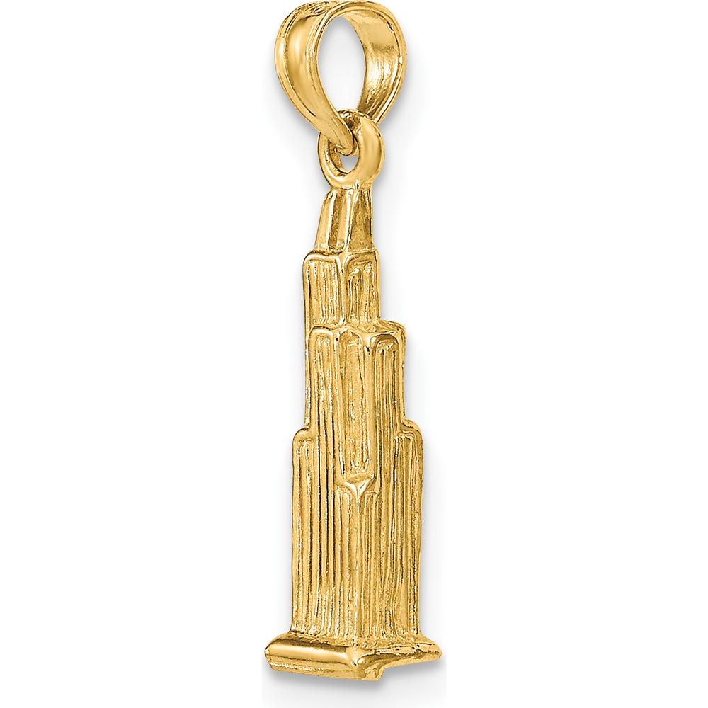 14K Yellow Gold 3D Willis Tower Chicago Pendant Charm - Polished Finish by Oro Pregiato