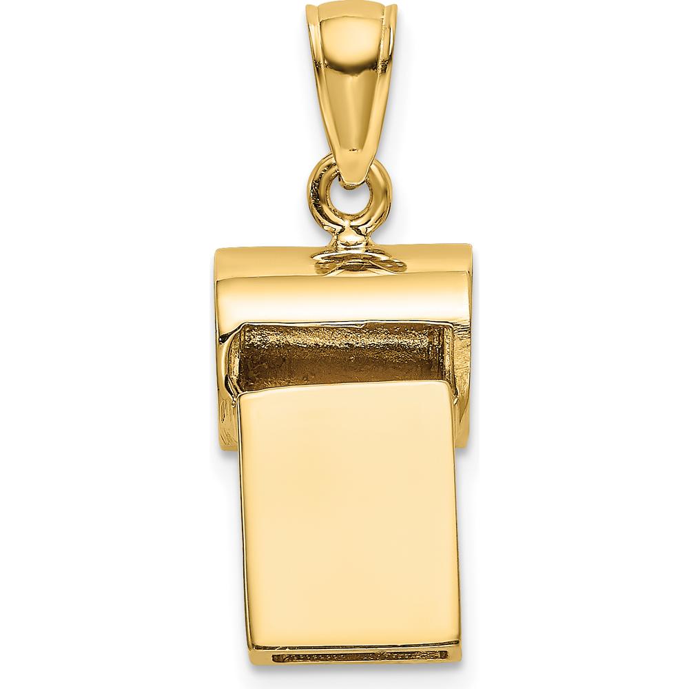 14K Yellow Gold 3D Working Whistle Charm with Polished Finish by Oro Pregiato