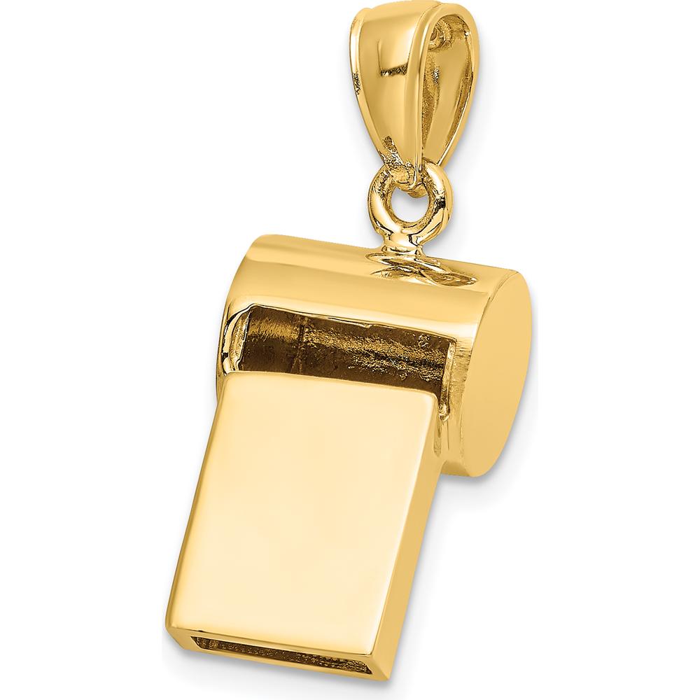 14K Yellow Gold 3D Working Whistle Charm with Polished Finish by Oro Pregiato