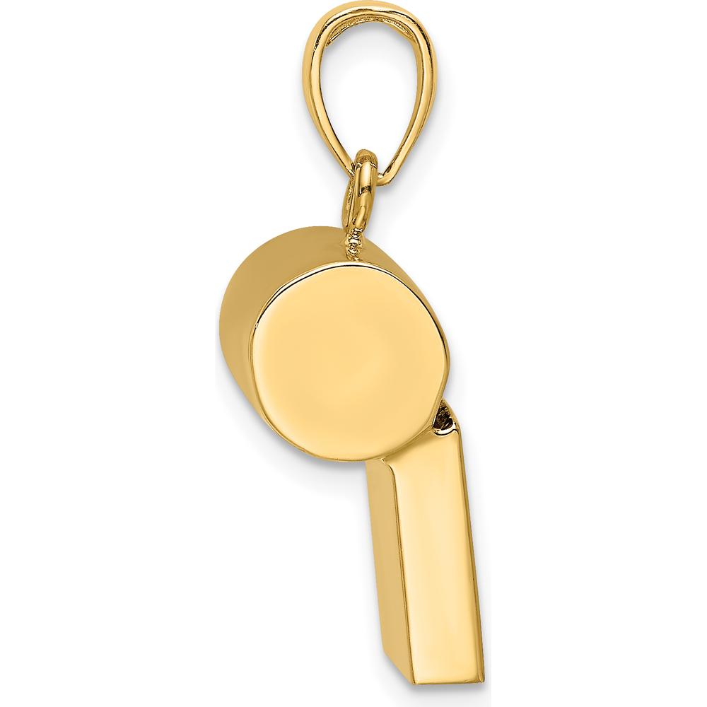 14K Yellow Gold 3D Working Whistle Charm with Polished Finish by Oro Pregiato