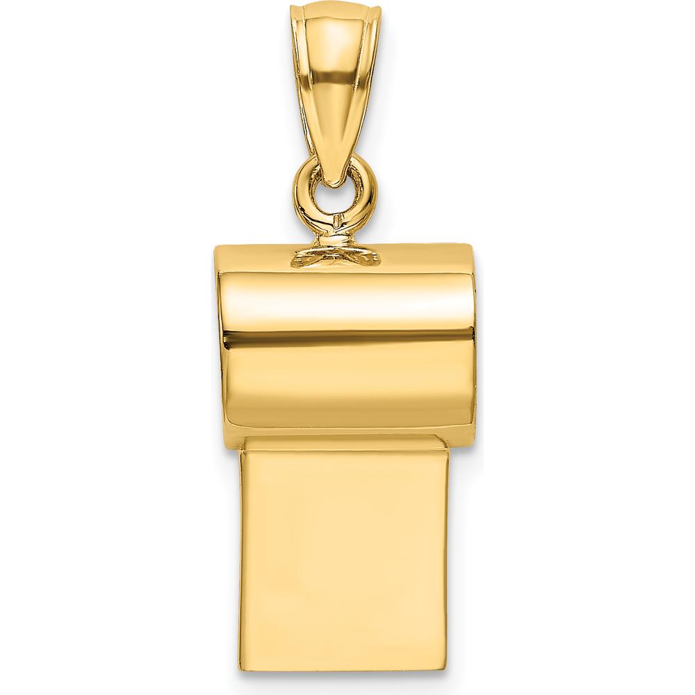 14K Yellow Gold 3D Working Whistle Charm with Polished Finish by Oro Pregiato