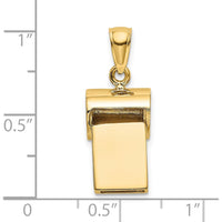14K Yellow Gold 3D Working Whistle Charm with Polished Finish by Oro Pregiato