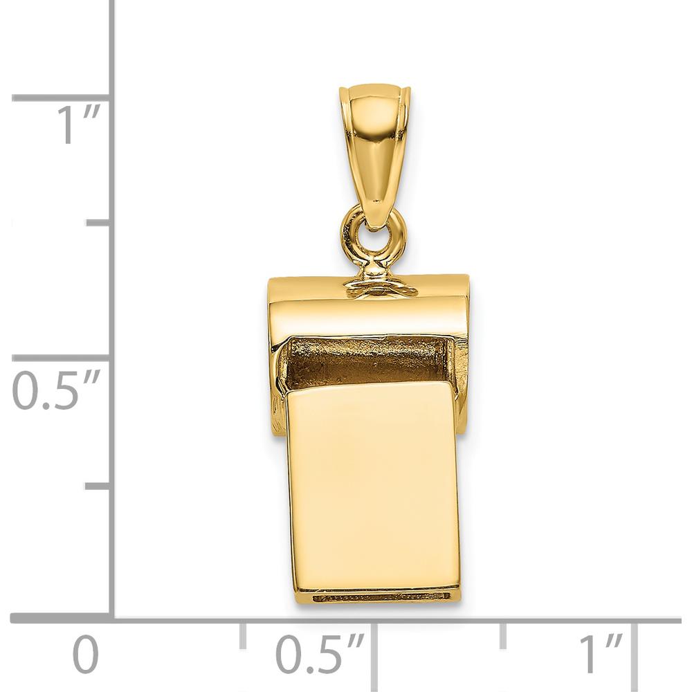 14K Yellow Gold 3D Working Whistle Charm with Polished Finish by Oro Pregiato
