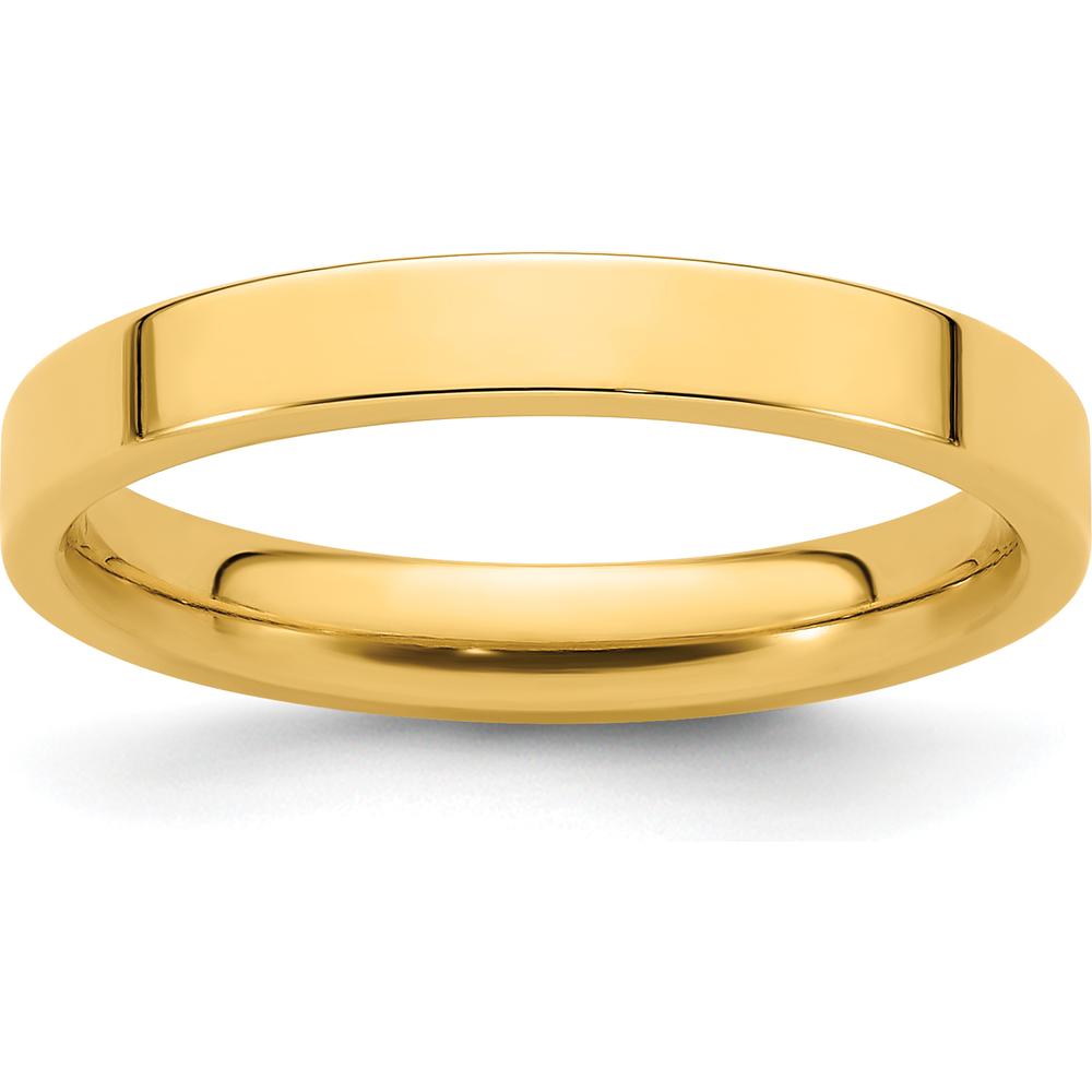 14K Yellow Gold 3mm Comfort Fit Polished Flat Wedding Band - Size 5.5 by Luciano & Cie