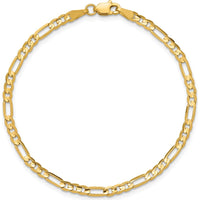 14K Yellow Gold 3mm Concave Open Figaro Chain Anklet - 9 Inches by Oro Pregiato