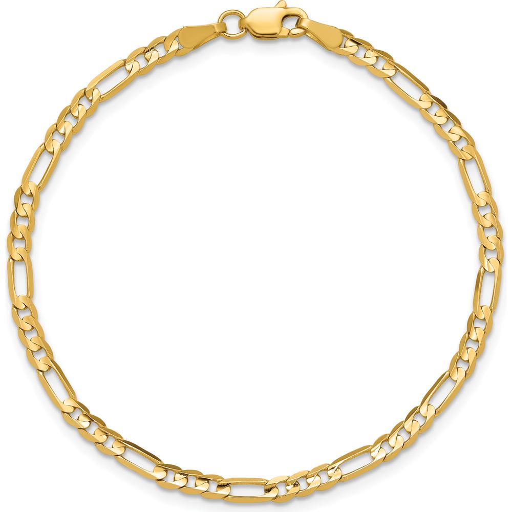 14K Yellow Gold 3mm Concave Open Figaro Chain Anklet - 9 Inches by Oro Pregiato