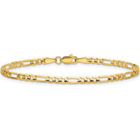 14K Yellow Gold 3mm Concave Open Figaro Chain Anklet - 9 Inches by Oro Pregiato