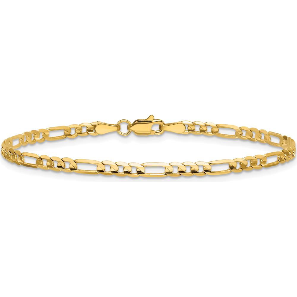 14K Yellow Gold 3mm Concave Open Figaro Chain Anklet - 9 Inches by Oro Pregiato