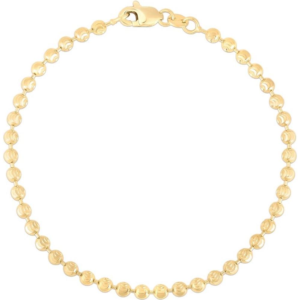 14K Yellow Gold 3mm Diamond Cut Moon Chain Bracelet - 7" by Orozza Fine Jewelry