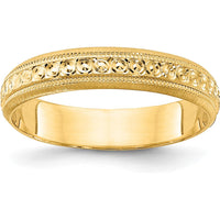 14K Yellow Gold 3mm Etched Wedding Band for Women - Polished Finish by Luciano & Cie