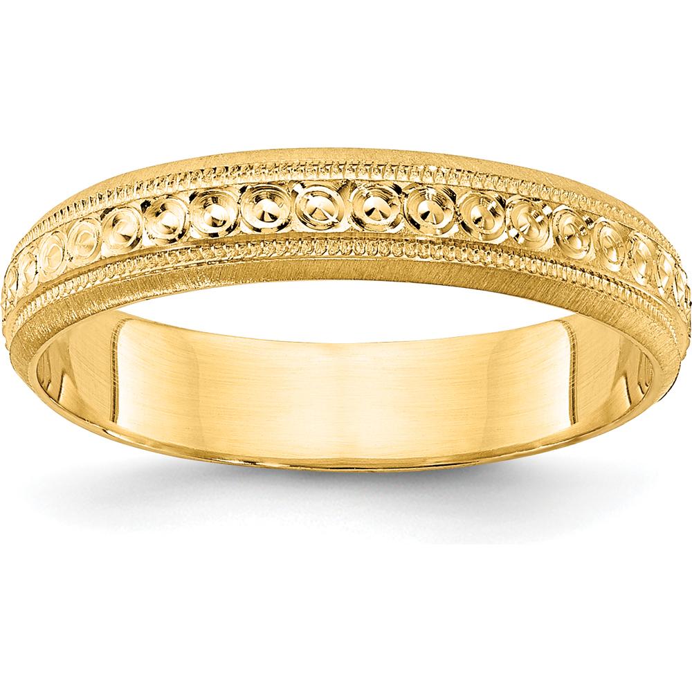 14K Yellow Gold 3mm Etched Wedding Band for Women by Luciano & Cie