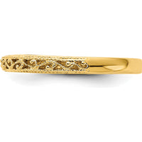 14K Yellow Gold 3mm Filigree Wedding Band - Polished Finish by Luciano & Cie