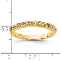 14K Yellow Gold 3mm Filigree Wedding Band - Polished Finish by Luciano & Cie