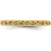 14K Yellow Gold 3mm Filigree Wedding Band - Polished Finish by Luciano & Cie