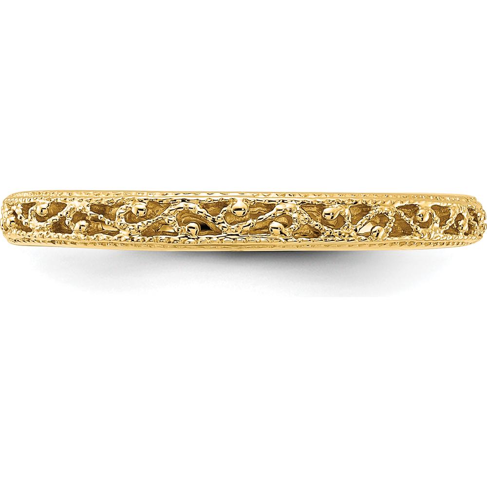 14K Yellow Gold 3mm Filigree Wedding Band - Polished Finish by Luciano & Cie