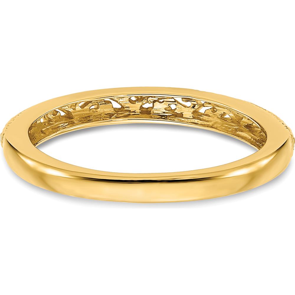 14K Yellow Gold 3mm Filigree Wedding Band - Polished Finish by Luciano & Cie