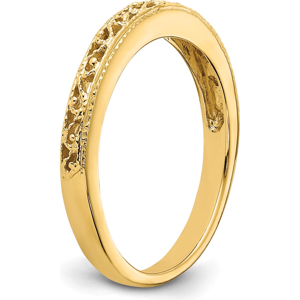 14K Yellow Gold 3mm Filigree Wedding Band - Polished Finish by Luciano & Cie