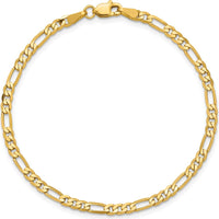 14K Yellow Gold 3mm Flat Figaro Chain Anklet - 9 Inches by Oro Pregiato