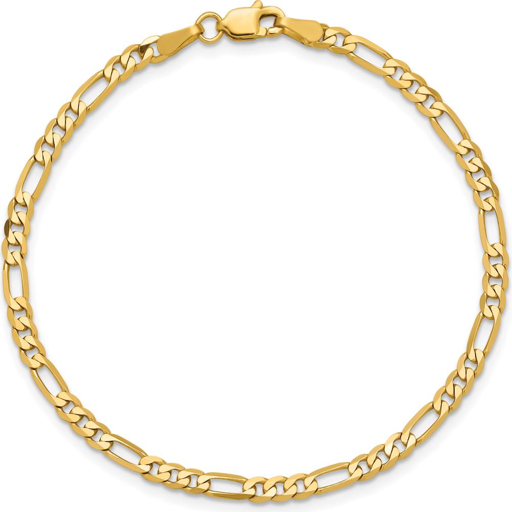 14K Yellow Gold 3mm Flat Figaro Chain Anklet - 9 Inches by Oro Pregiato