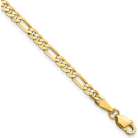 14K Yellow Gold 3mm Flat Figaro Chain Bracelet with Lobster Clasp - 8" Length by Oro Pregiato