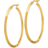 14K Yellow Gold 3mm Knife Edge Oval Large Hoop Earrings by 0