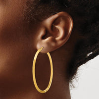 14K Yellow Gold 3mm Knife Edge Oval Large Hoop Earrings by 0