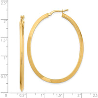 14K Yellow Gold 3mm Knife Edge Oval Large Hoop Earrings by 0
