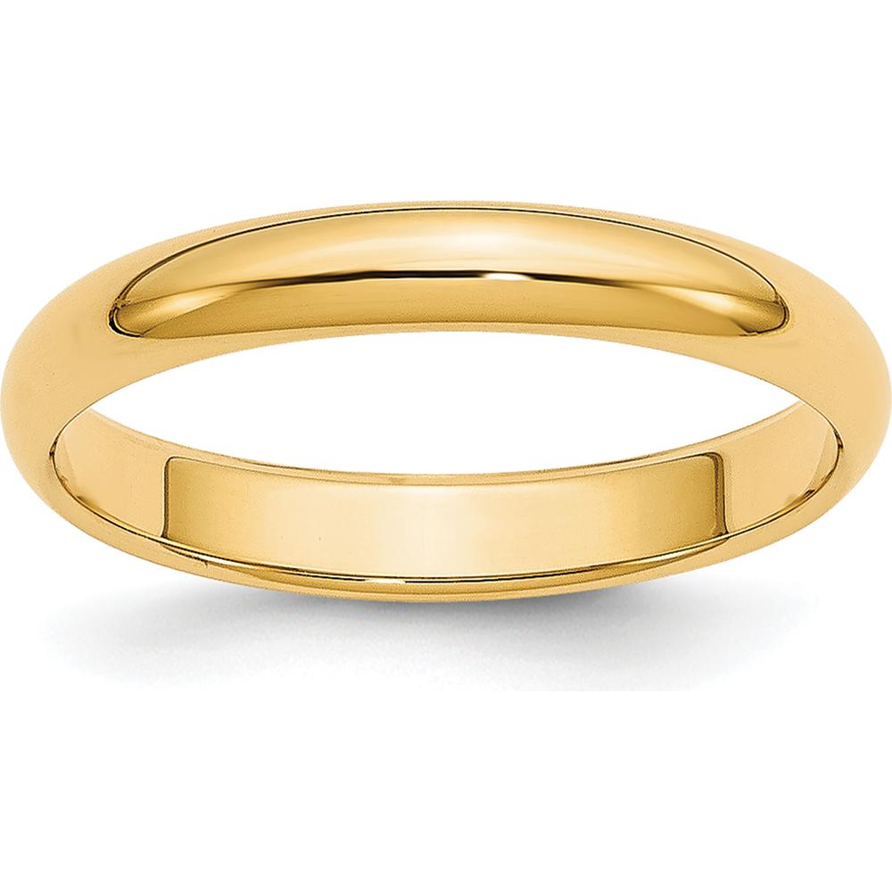 14K Yellow Gold 3mm Lightweight Half Round Wedding Band - Size 11 by Luciano & Cie