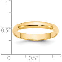 14K Yellow Gold 3mm Lightweight Half Round Wedding Band - Size 11 by Luciano & Cie