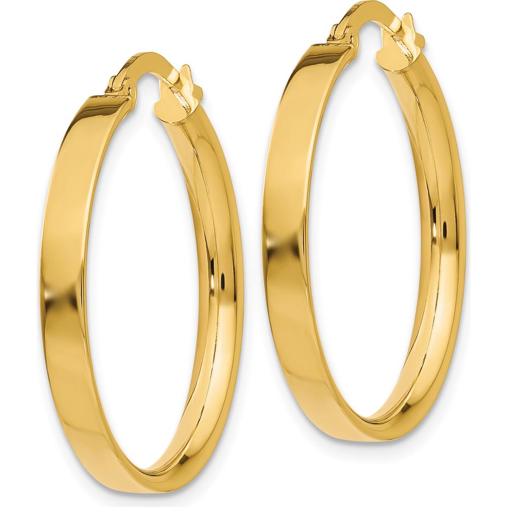 14K Yellow Gold 3mm Medium Hoop Earrings - Polished Finish by Monteluci Fine Jewelry
