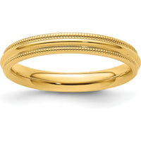 14K Yellow Gold 3mm Milgrain Half Round Comfort Fit Wedding Band by Luciano & Cie