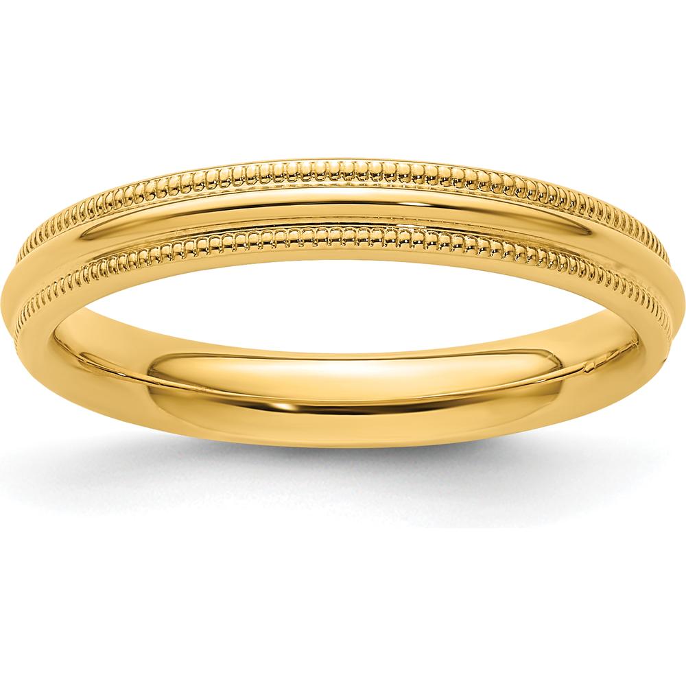 14K Yellow Gold 3mm Milgrain Half Round Comfort Fit Wedding Band by Luciano & Cie