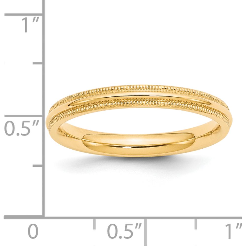 14K Yellow Gold 3mm Milgrain Half Round Comfort Fit Wedding Band by Luciano & Cie