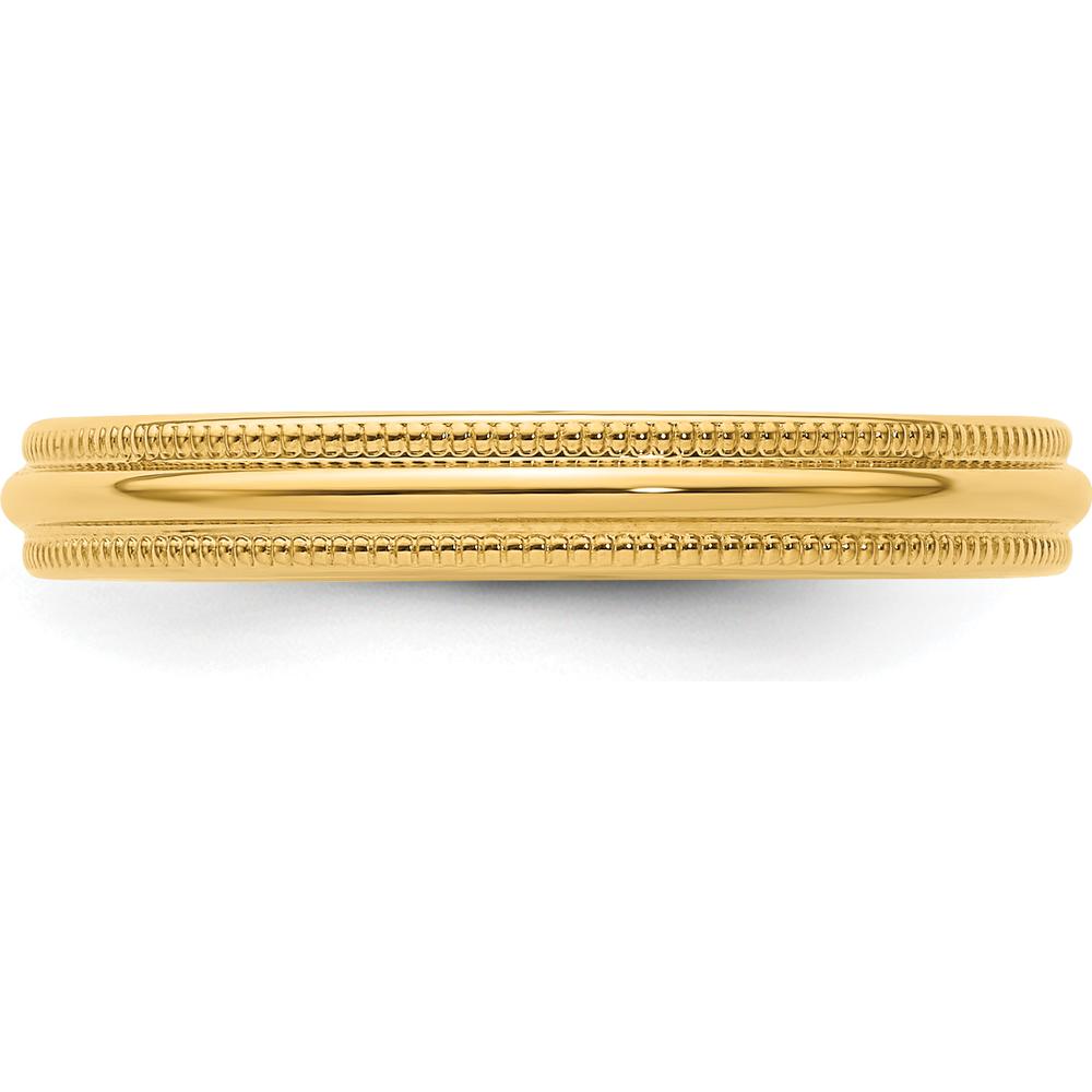 14K Yellow Gold 3mm Milgrain Half Round Comfort Fit Wedding Band by Luciano & Cie