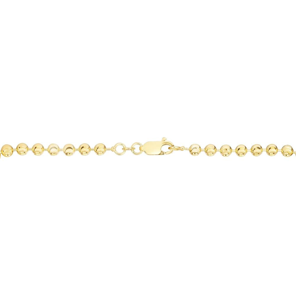 14K Yellow Gold 3mm Moon Chain Necklace with Diamond-Cut Finish - 22" by Orozza Fine Jewelry