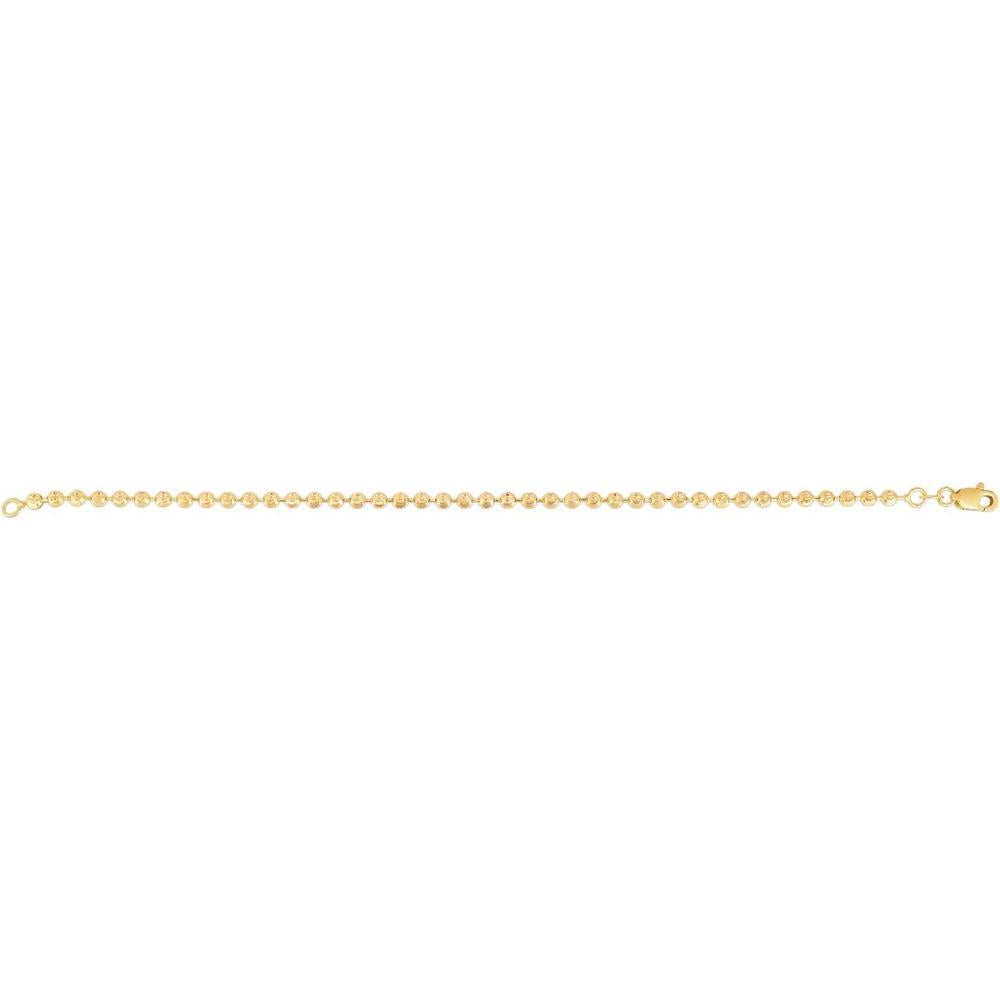 14K Yellow Gold 3mm Moon Chain Necklace with Diamond-Cut Finish - 22" by Orozza Fine Jewelry