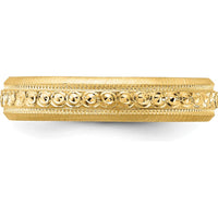 14K Yellow Gold 3mm Polished Etched Wedding Band for Women by Luciano & Cie