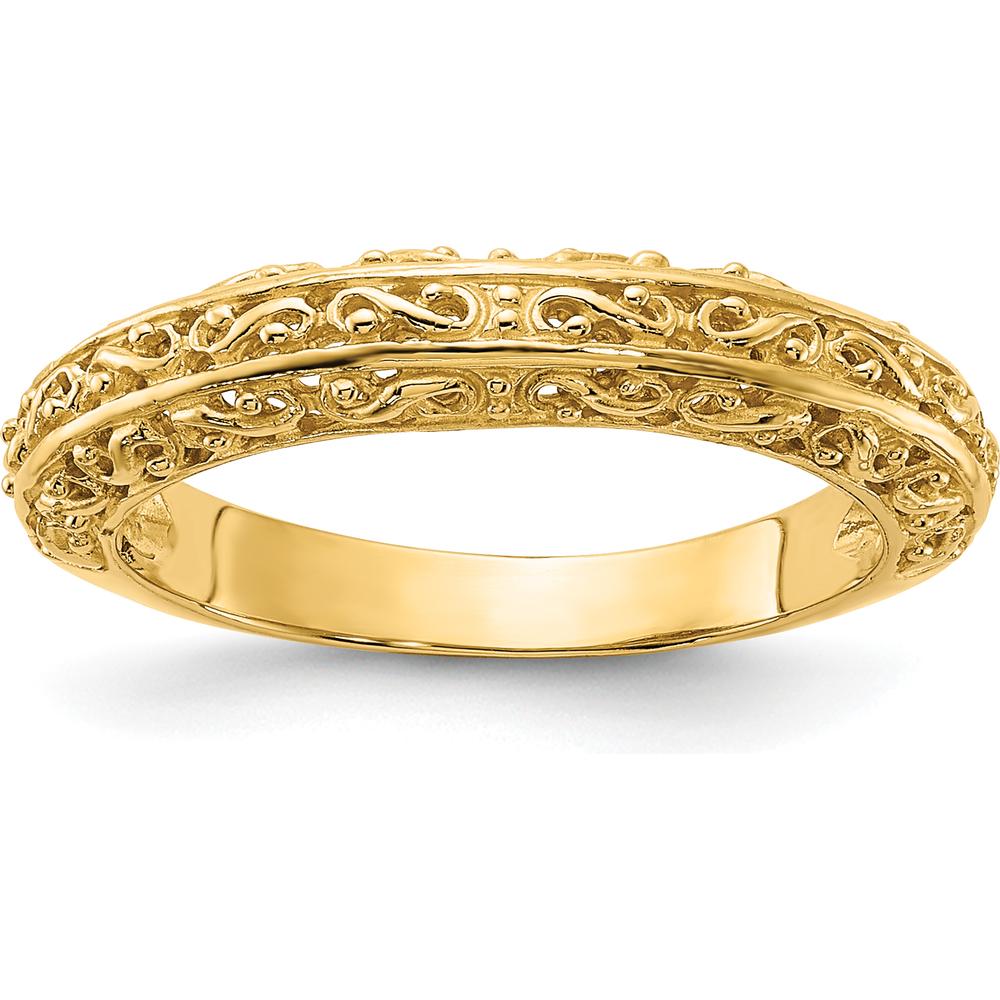 14K Yellow Gold 3mm Polished Filigree Wedding Band by Luciano & Cie