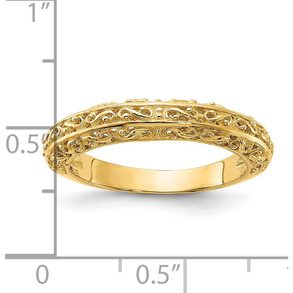 14K Yellow Gold 3mm Polished Filigree Wedding Band by Luciano & Cie